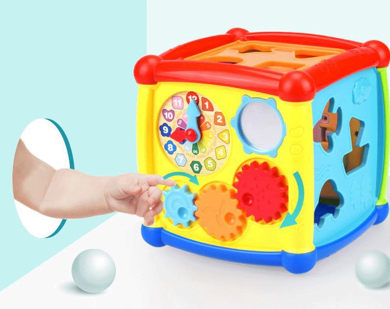 Multifunctional Musical Toys Toddler Baby Box Music Activity Cube Gear Clock Geometric Blocks Sorting Educational Toys